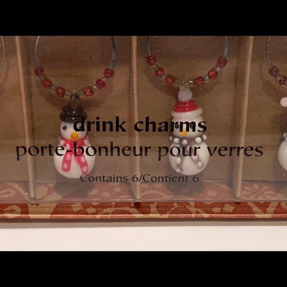 PIER 1 SET OF 6 SNOWMEN DRINK CHARMS. - Picture 2 of 8